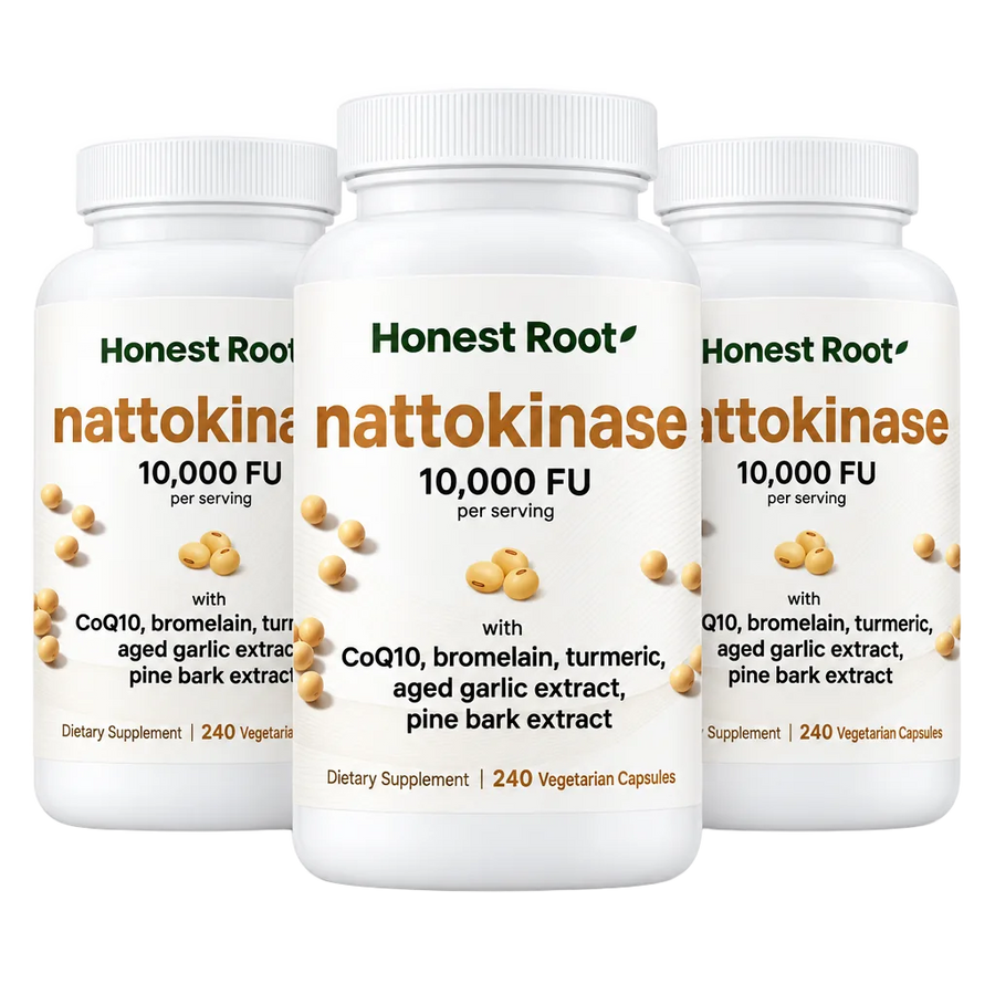 Three bottles of HonestRoot Nattokinase