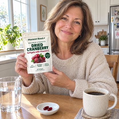 Woman holding Honest Root Dried Cranberry