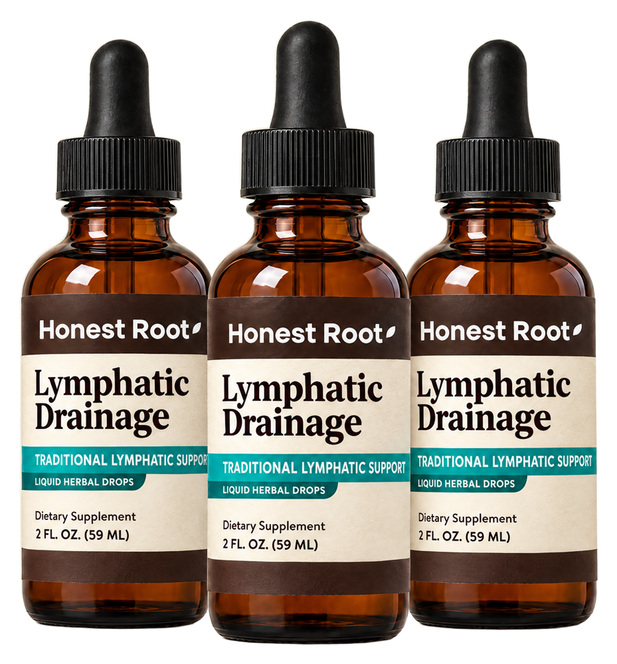 Three bottles of HonestRoot Lymphatic Drainage Drops