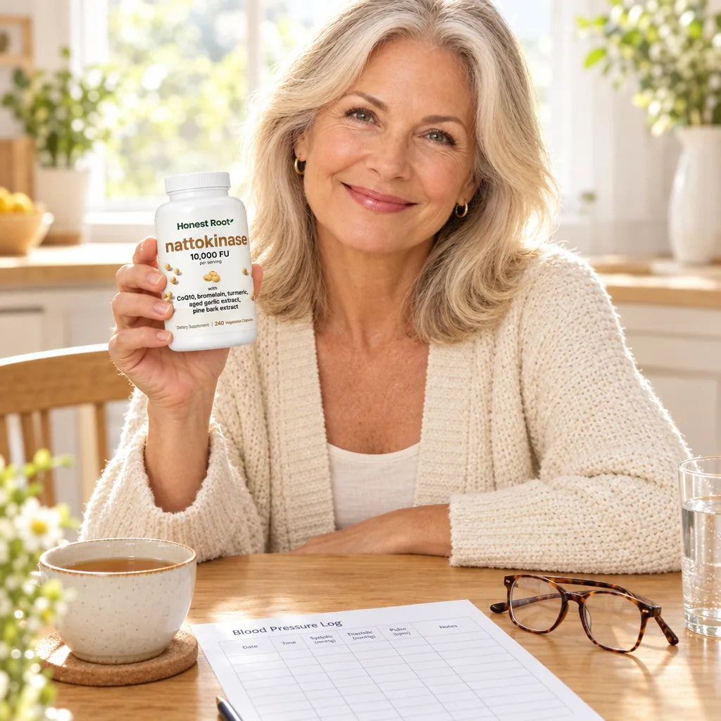 Woman holding HonestRoot Nattokinase