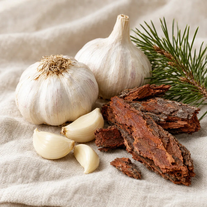 Aged garlic and pine bark