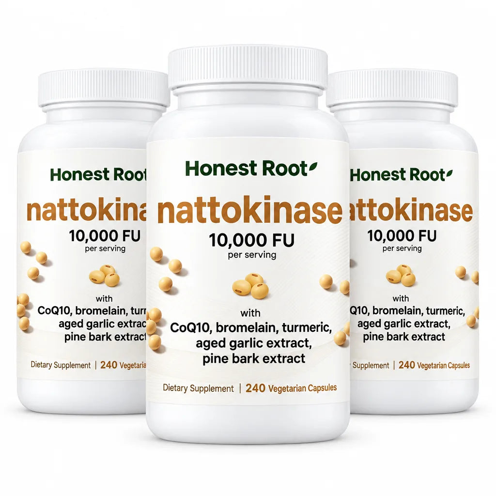 Three bottles of HonestRoot Nattokinase